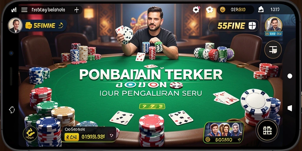 Screenshot 55FIVE menunjukkan gameplay poker yang menegangkan dan mengasyikkan.