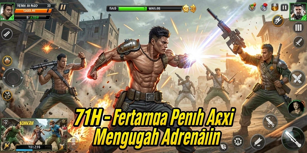 Screenshot aksi mendebarkan dari game 71H.