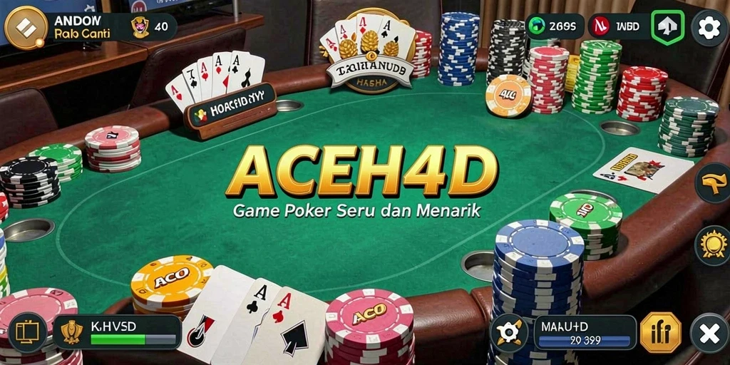 Tampilan gameplay ACEH4D dengan suasana Poker yang mendebarkan.