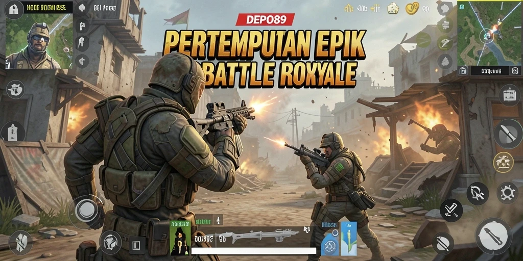 Tampilan gameplay seru dari DEPO89, dengan pertempuran intens di medan yang luas.