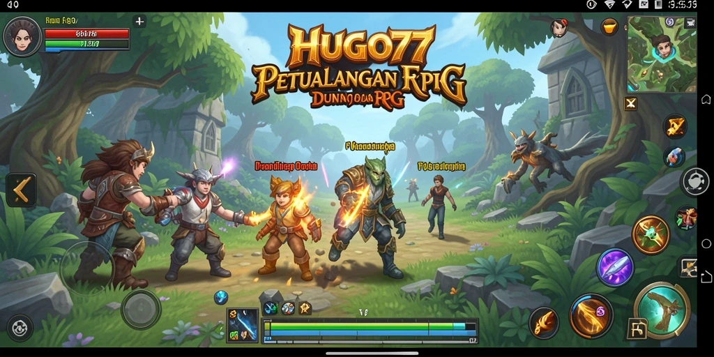 Gameplay RPG HUGO77 yang penuh aksi dan petualangan.