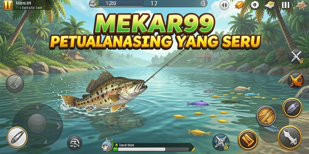 Tampilan menangkap ikan dalam gameplay MEKAR99 yang menarik.
