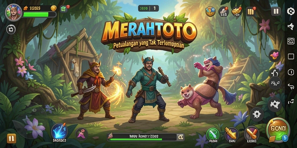 Tampilan gameplay MERAHTOTO yang penuh aksi dan petualangan.