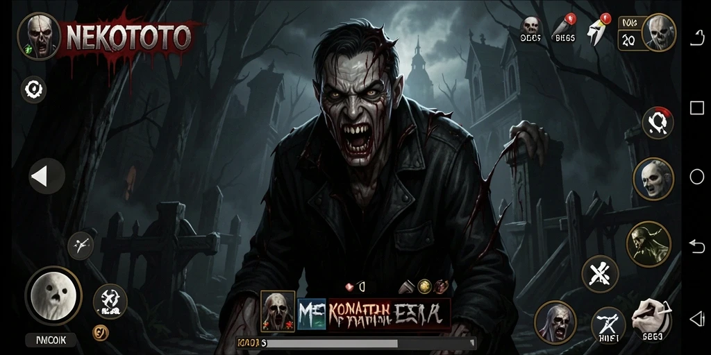 Tampilan menyeramkan dalam gameplay NEKOTOTO yang mengerikan.