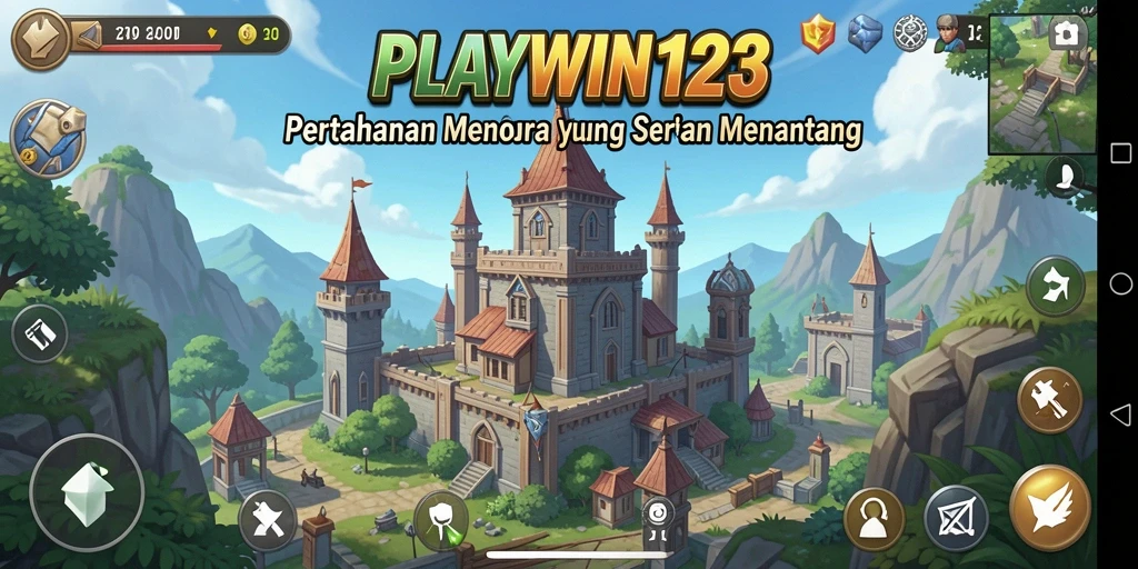 Tampilan gameplay seru dari PLAYWIN123 dengan aksi menara pertahanan yang intens.