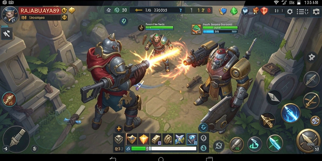 Tampilan gameplay menegangkan dan strategis dari RAJABUAYA89.