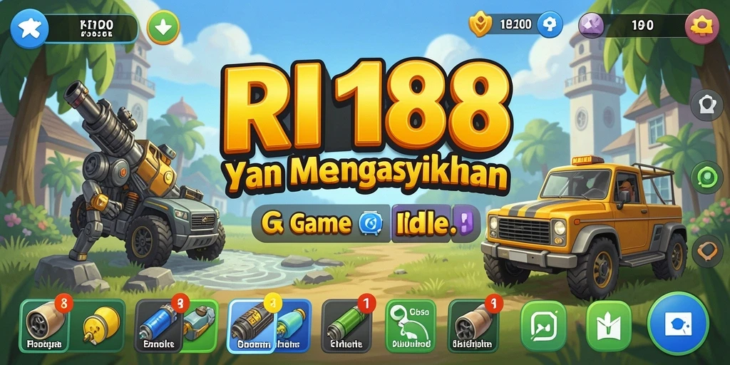 Screenshot gameplay RI188 dengan karakter dan bangunan aktif.