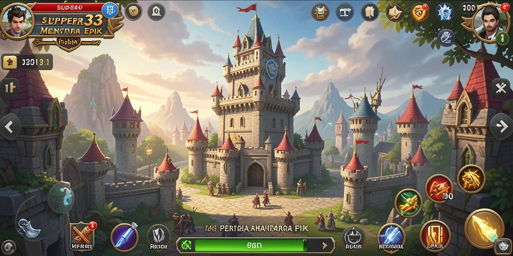 Tampilan gameplay <strong>SUPER33</strong> dengan menara dan musuh yang beragam.