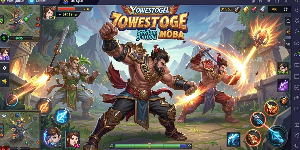 Screenshot YOWESTOGEL menampilkan aksi seru di arena MOBA.